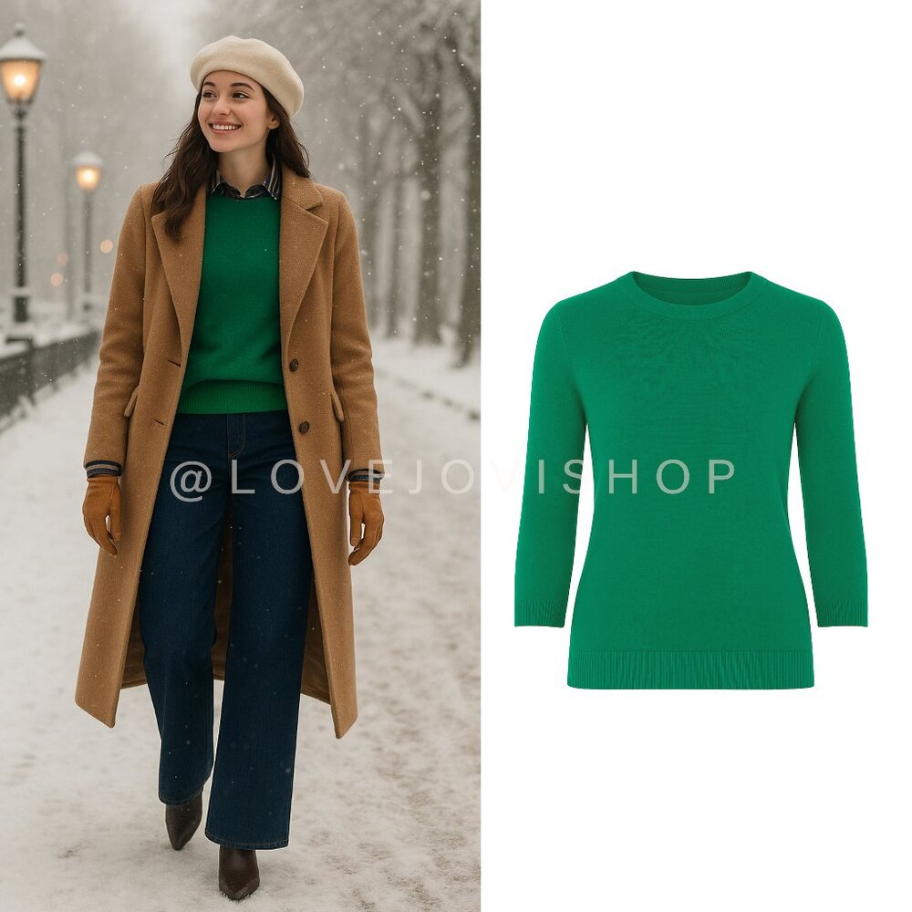 Classic Feminine | 100% Cashmere Kelly Green Crew Neck Sweater | by Talbots | M - Picture 11 of 12